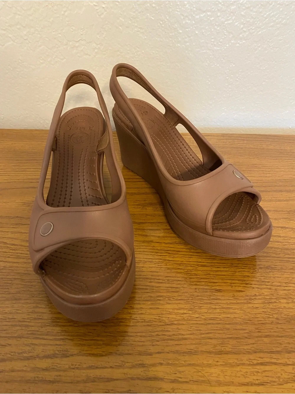 CROCS Women's Open-Toe Wedge Slingbacks in bronze